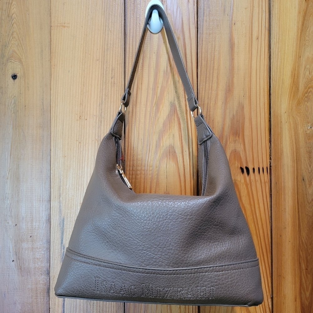 Isaac Mizrahi Brown Leather Shoulder Bag - Picture 1 of 11
